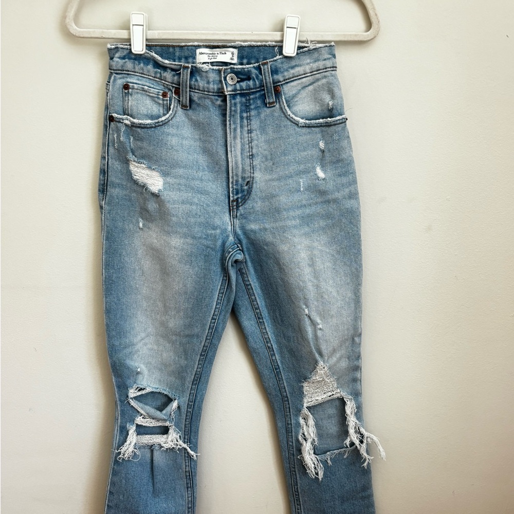 Abercrombie & Fitch High Rise Distressed Blue Jeans
